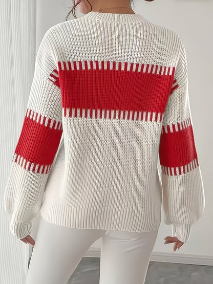 Women's color-block striped sweater – Trendy and soft