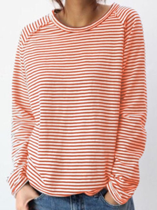 T-shirt à manches longues rayé pour femme – Haut décontracté et confortable au quotidien