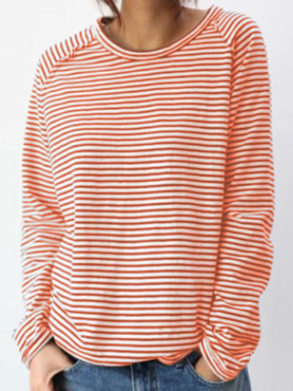 T-shirt à manches longues rayé pour femme – Haut décontracté et confortable au quotidien
