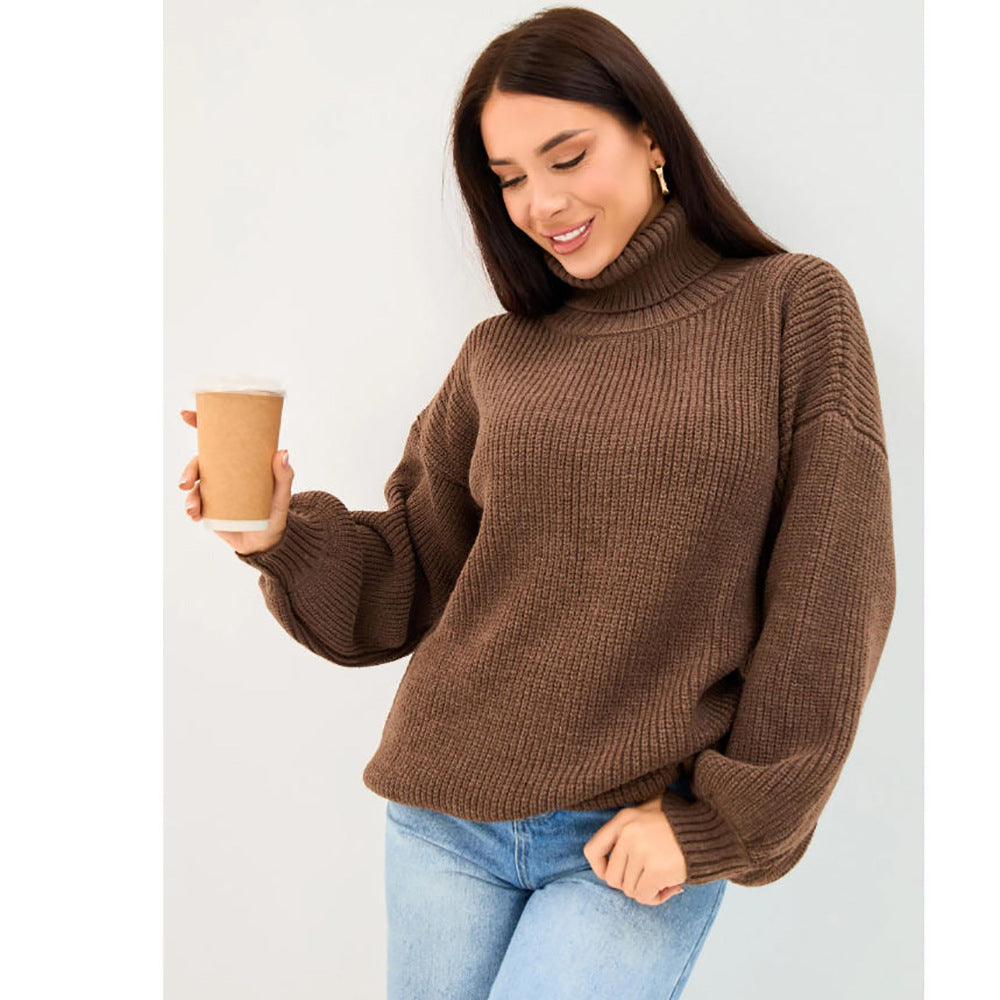 Women's knitted turtleneck top - Trendy and warm