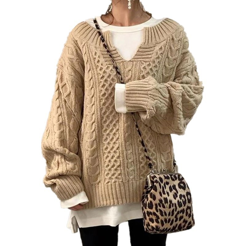 Pull epais femme torsade - Chaud et decontracte