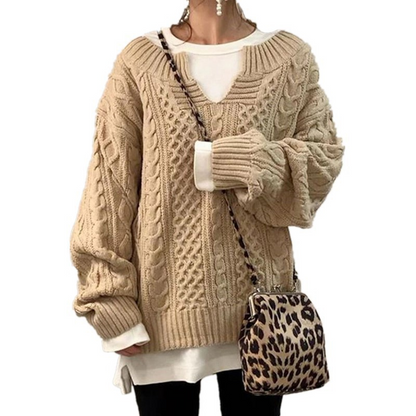Pull epais femme torsade - Chaud et decontracte