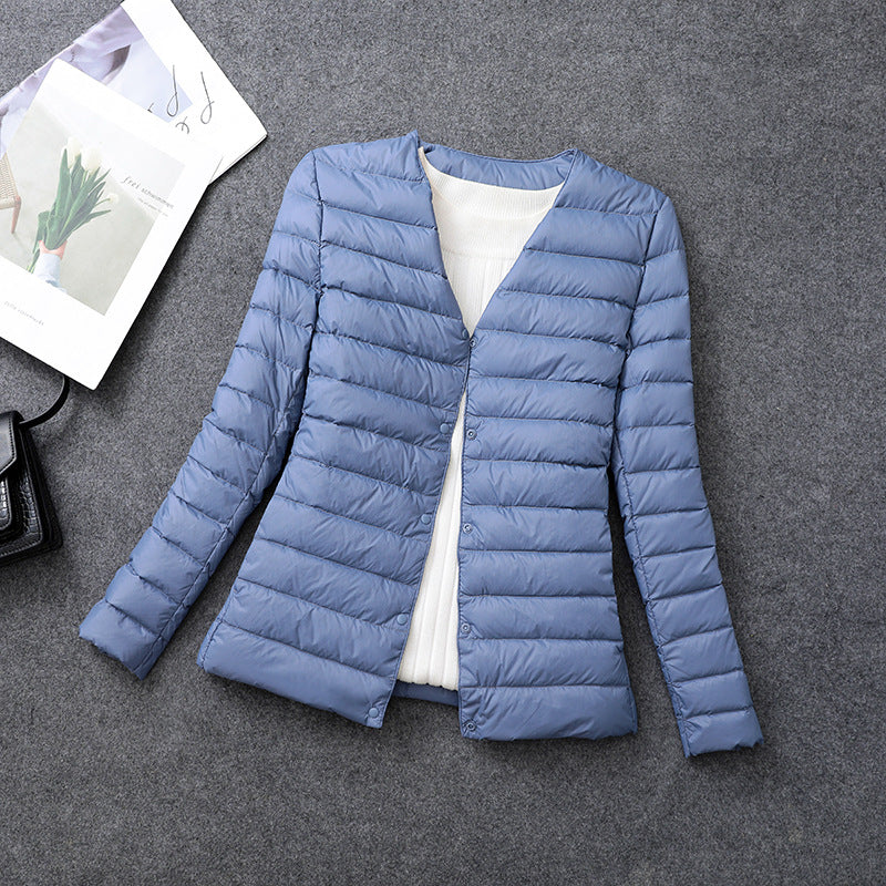 Veste légère isolante pour femme – Vêtement intérieur court à col rond