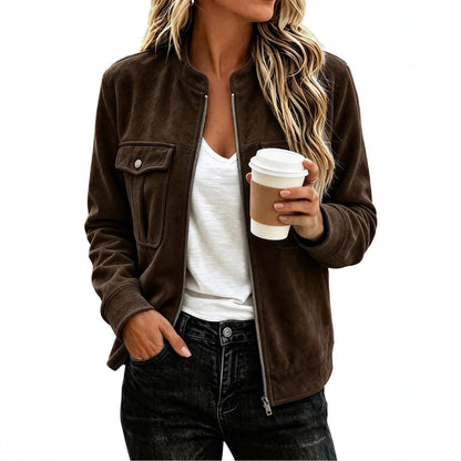 Veste femme effet suédine zippée - Casual et élégante