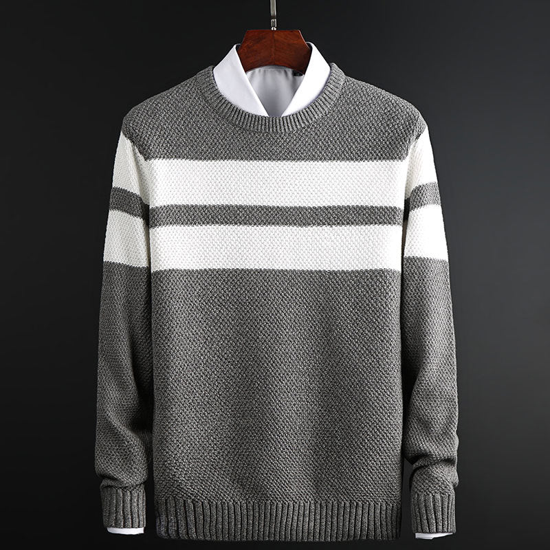 Pull ras du cou à rayures pour homme – Tricot confortable et élégant