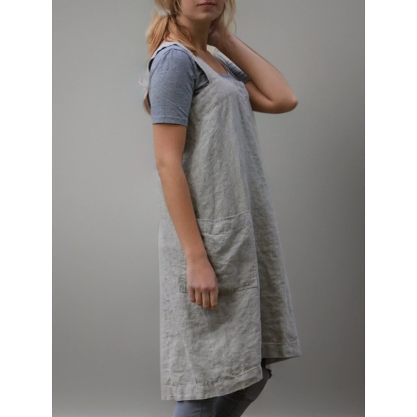 Robe Tablier en Lin Femme – Robe Décontractée Stylée avec Poches