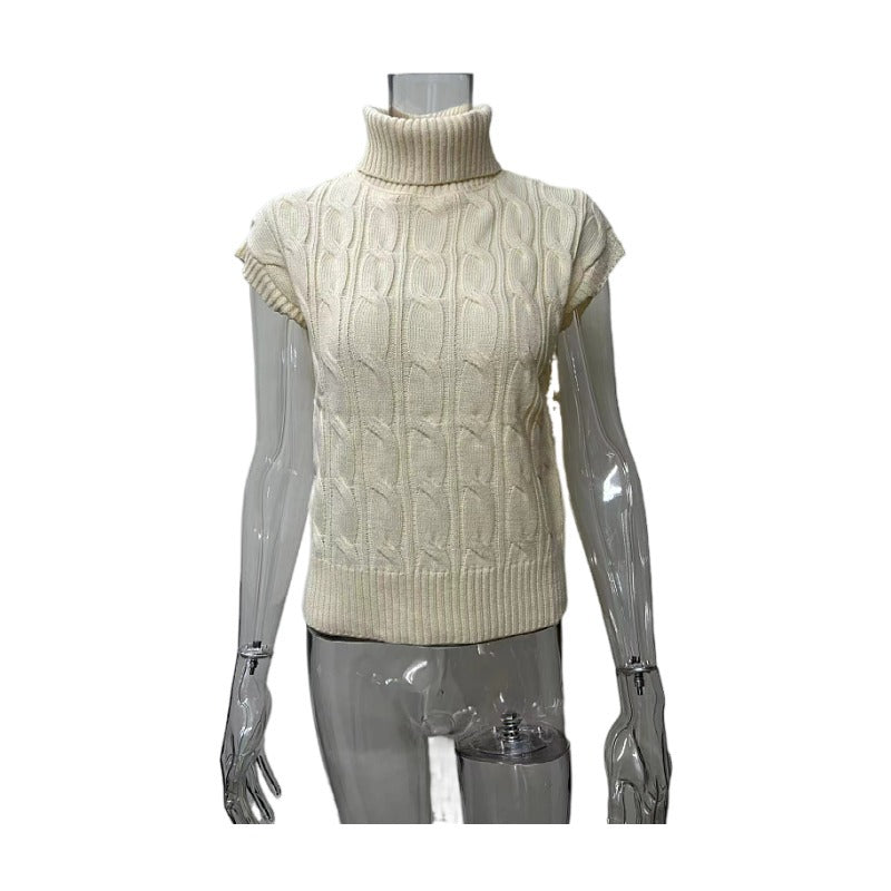 Maglia smanicata da donna con collo alto - Morbida e versatile