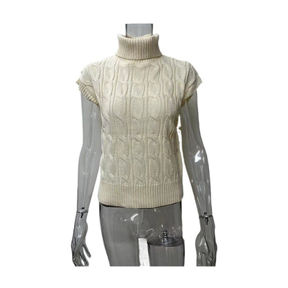 Maglia smanicata da donna con collo alto - Morbida e versatile