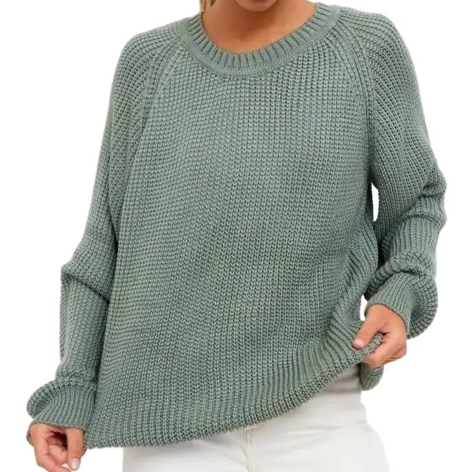 Jersey de punto grueso liso para mujer - Corte cómodo y abrigado