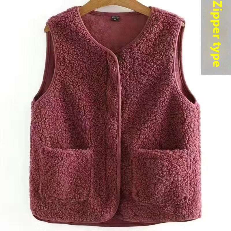 Bodywarmer Femme Grande Taille Teddy – Gilet Chaud Élégant avec Poches