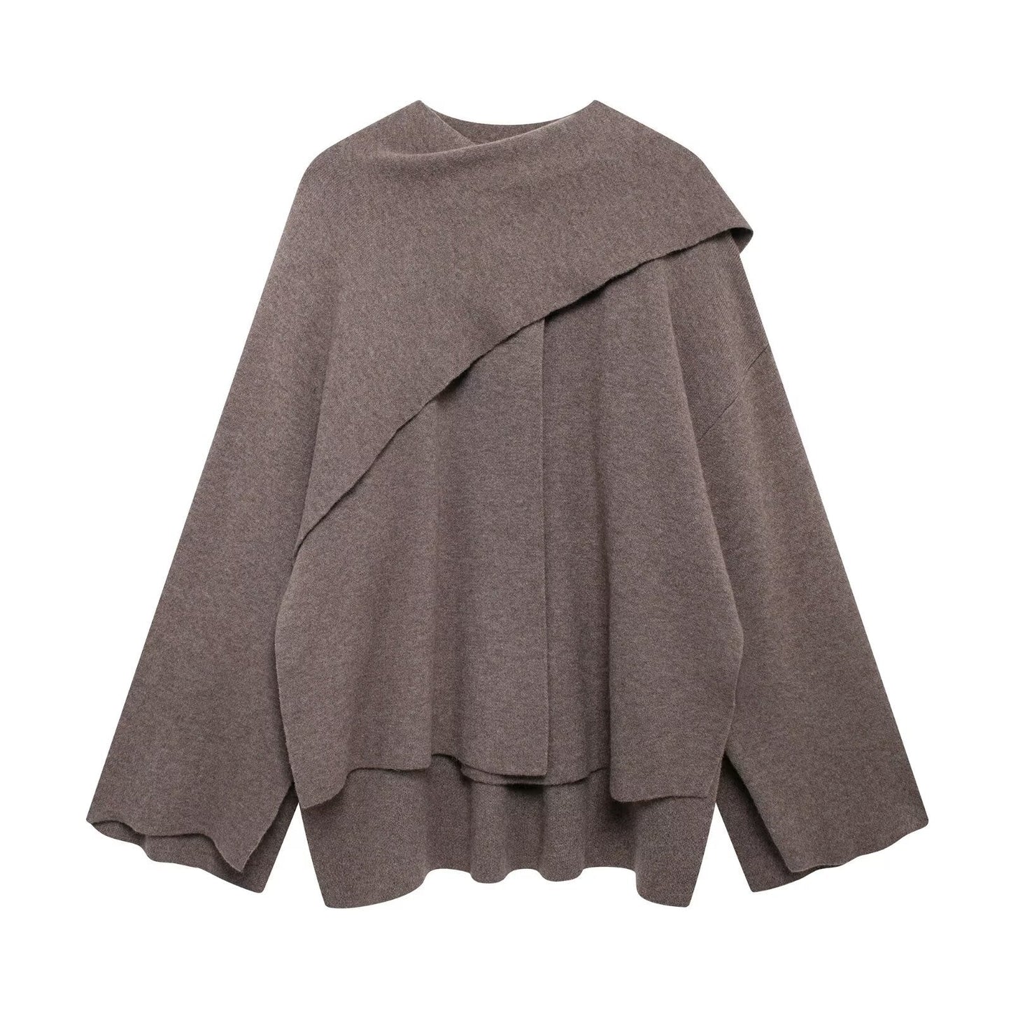 Cape Écharpe Élégante Femme – Manteau Asymétrique Oversize en Maille