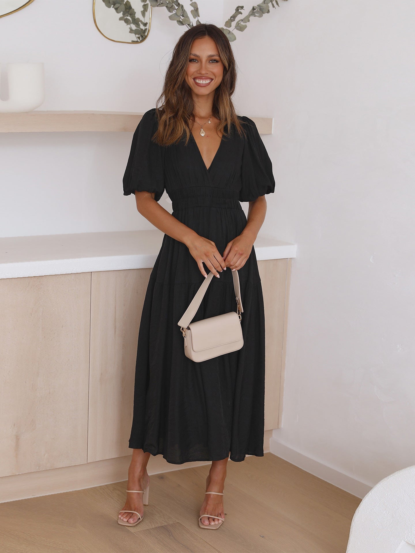 Femmes flatteuse évasée maxi invitée mariage robe – Testing