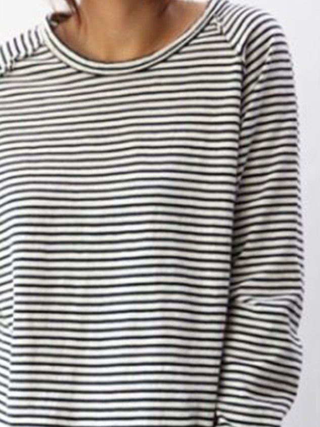 T-shirt à manches longues rayé pour femme – Haut décontracté et confortable au quotidien