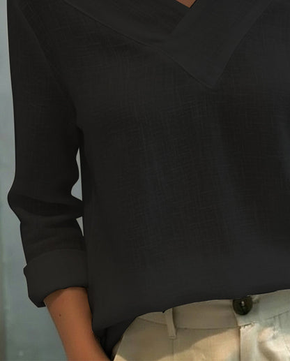Haut élégant pour femme – Col en V asymétrique, style chic pour le travail et les soirées