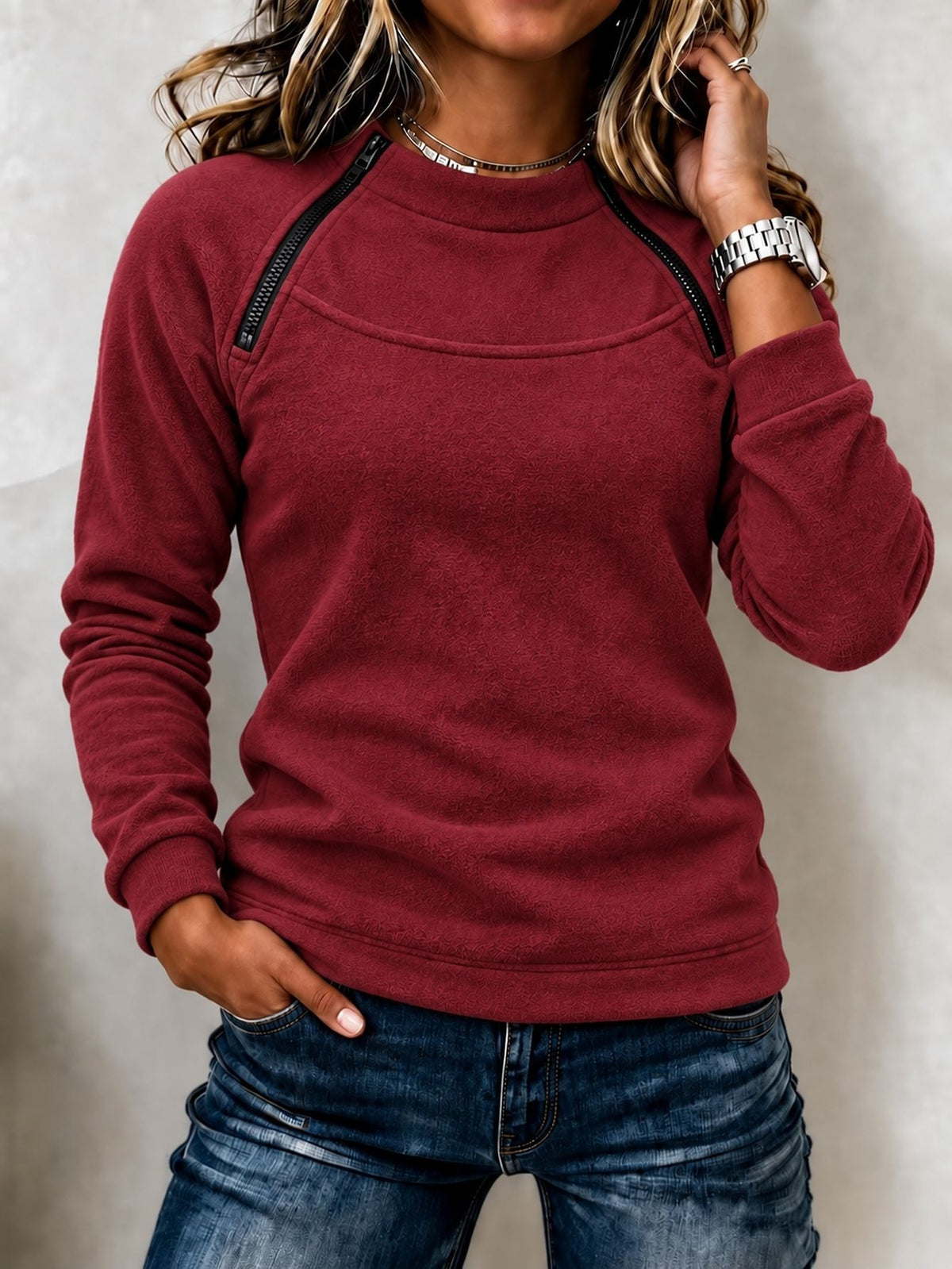 Sweat thermique femme col montant - Chaud et casual