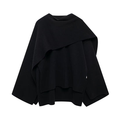 Cape Écharpe Élégante Femme – Manteau Asymétrique Oversize en Maille