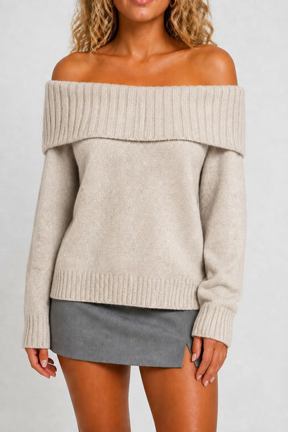Pull femme manches longues maille unie - Doux et polyvalent