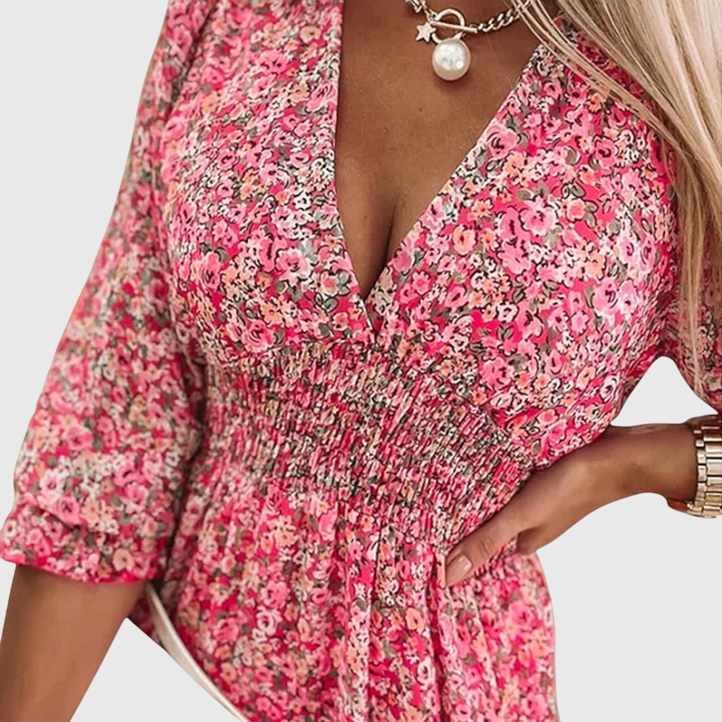 Robe Fleurie à Manches Bouffantes Elisa – Légèreté et Confort pour l’Été