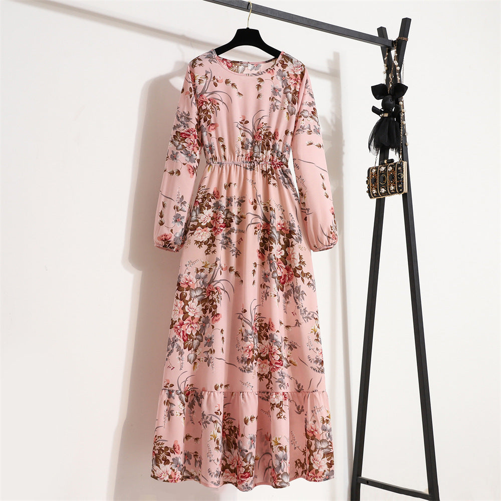 Robe Fleurie Polyvalente en Mousseline pour Femme – Style Élégant à Col Rond