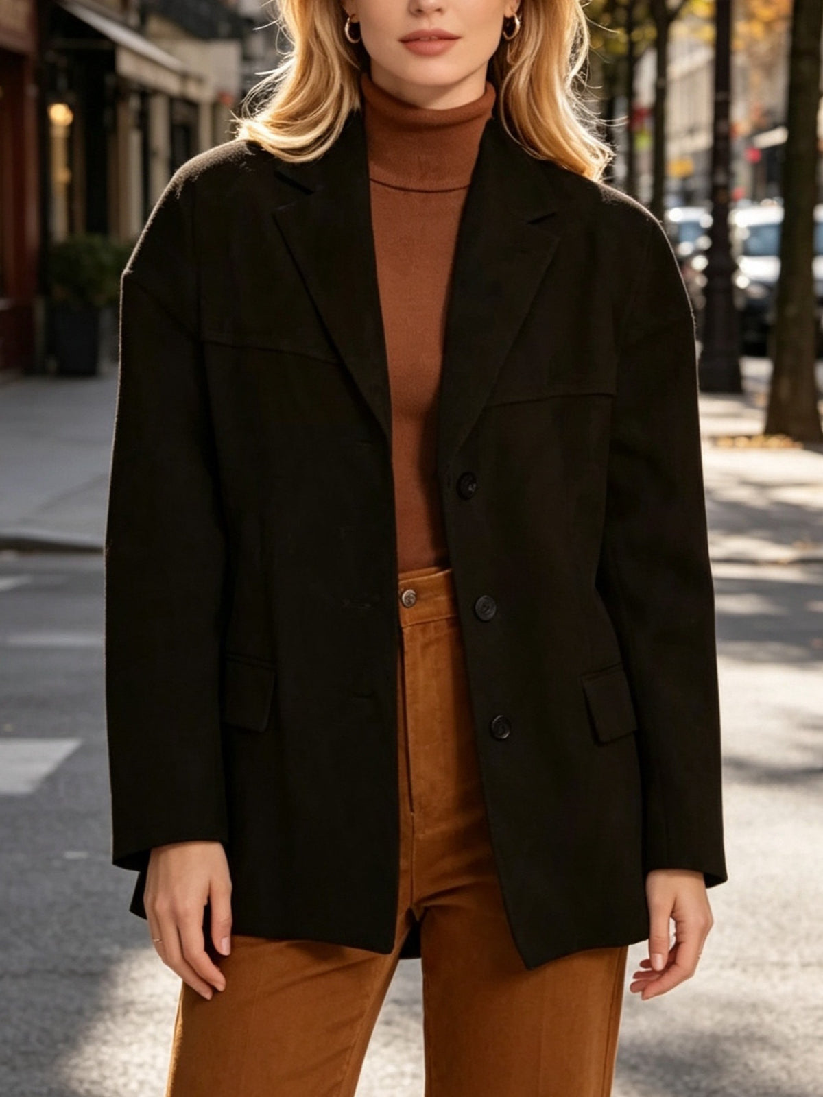 Manteau femme retro a poches - Ample et elegant