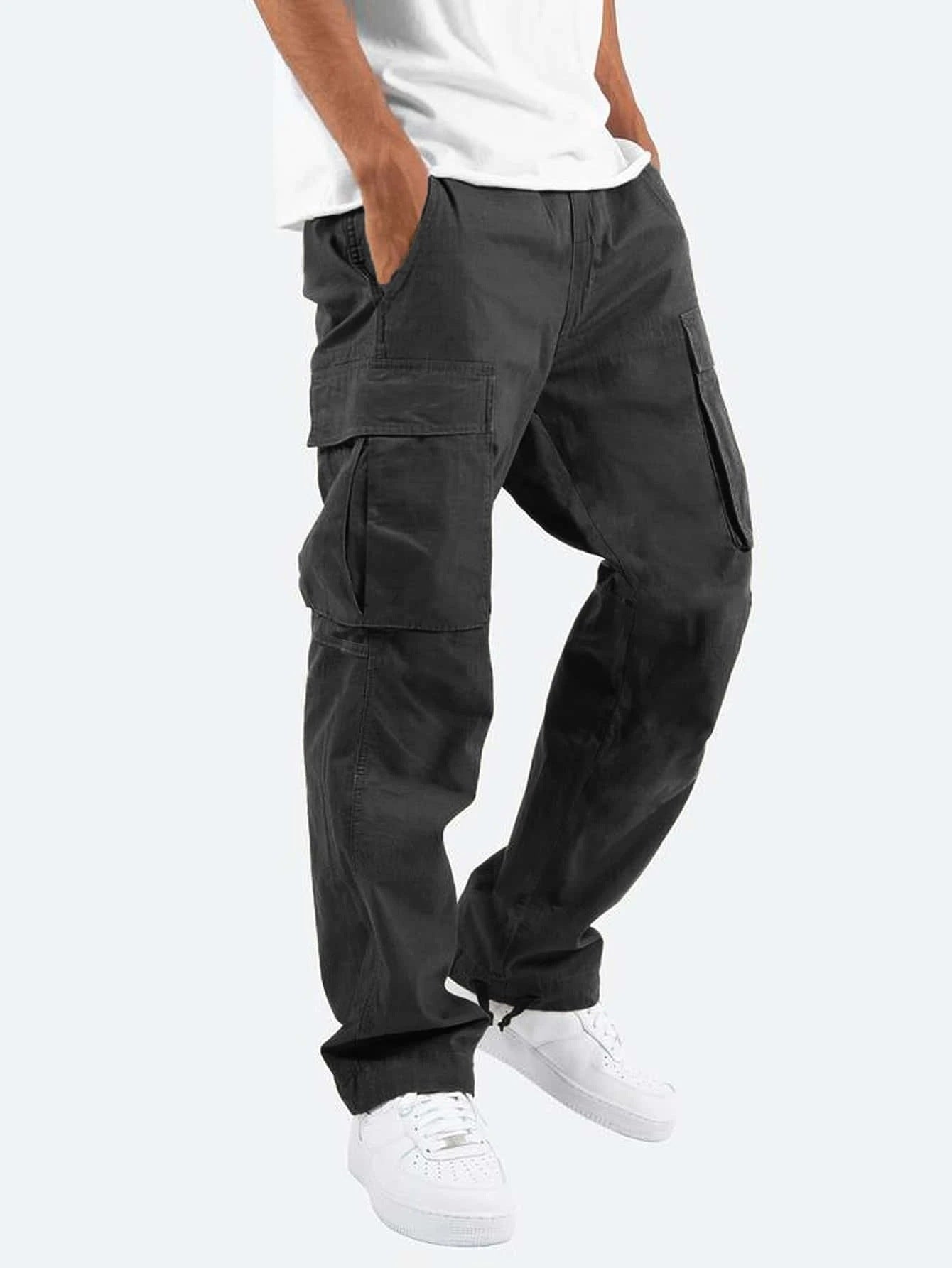 Pantalon Cargo Homme Coupe Ample à Jambes Larges – Pantalon Décontracté en Coton Mélangé