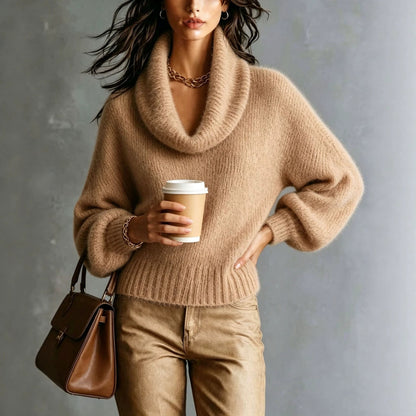Pull col roule femme manches bouffantes - Doux et tendance