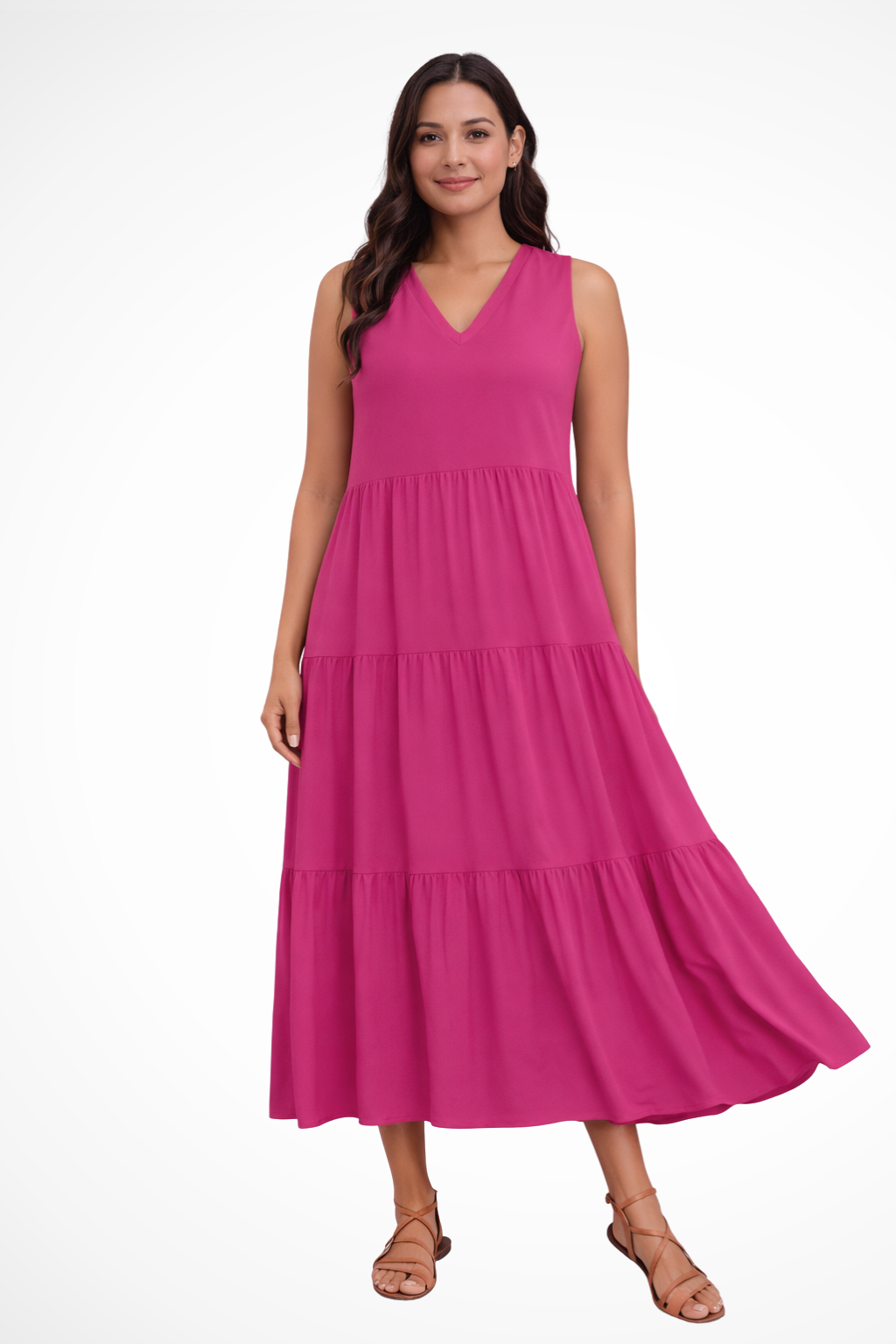 Robe longue sans manches à volants pour femme – Style décontracté d'été, fluide et léger