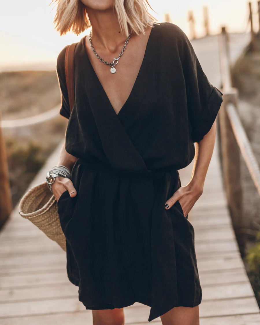 Robe Kimono Décontractée en Lin Femme – Style Estival Léger à Manches Larges et Imprimé