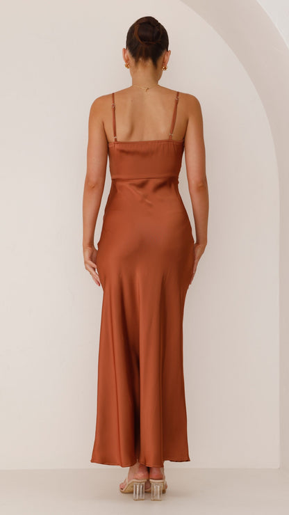 Robe longue en satin pour femme – Bretelles spaghetti, fente haute, style élégant pour les soirées