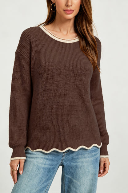 Pullover da donna in maglia ampia con scollo rotondo - Versatile e facile da indossare