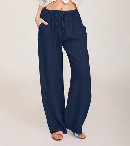 Pantalon Large Décontracté en Coton Femme – Pantalon d’Été Léger Taille Haute