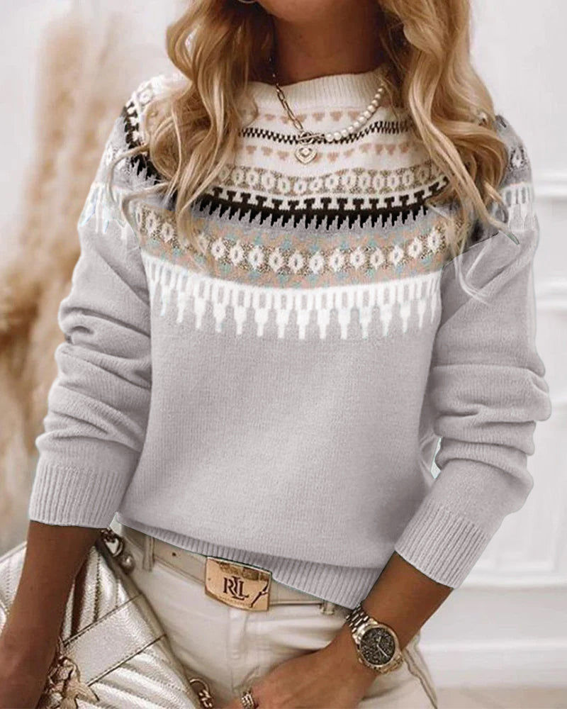 Pull à col rond élégant pour femme – Pull confortable en maille