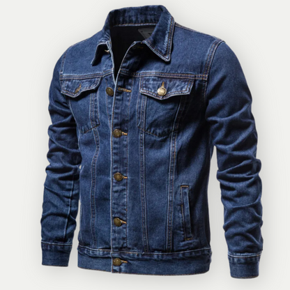 Veste en Jean Premium pour Homme – Couture Contrastée Moderne avec Poches à Boutons
