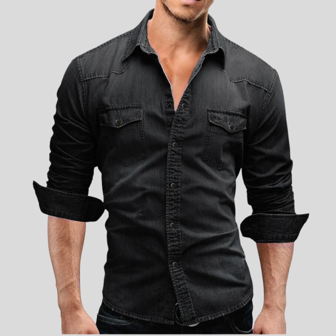 Chemise ajustée légère en jean à boutons homme – Style classique au quotidien