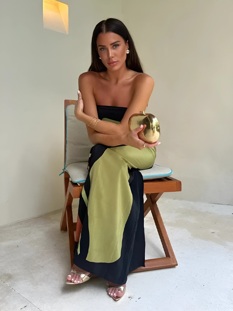 Robe De Cocktail Sans Bretelles Femme Silhouette Longue Élégante