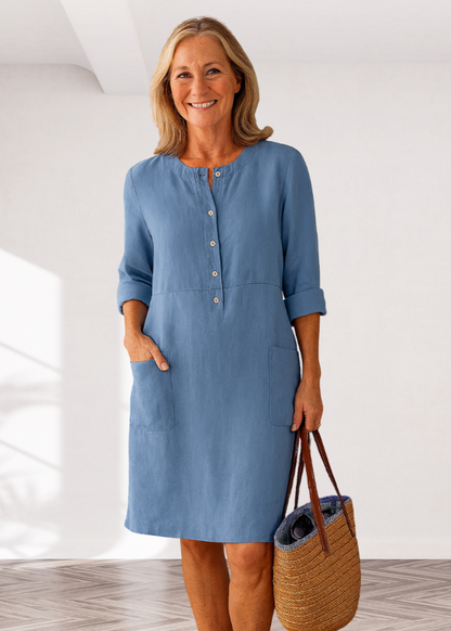Robe Midi Classique Décontractée Femme – Coupe Ample avec Poches