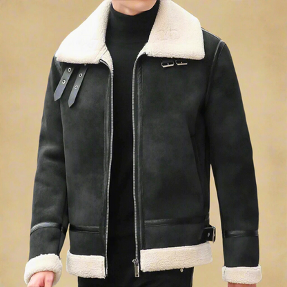 Manteau d’Hiver en Suède Premium pour Homme Ceinture – Manteau Chaud eStylé