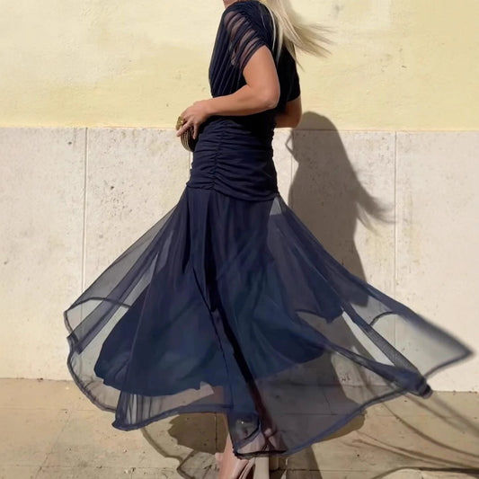 Rebeca Robe Élégante Femme – Style Soirée à Manches Transparentes