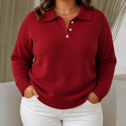 Jersey de punto tipo polo para mujer con botones - Suave y práctico