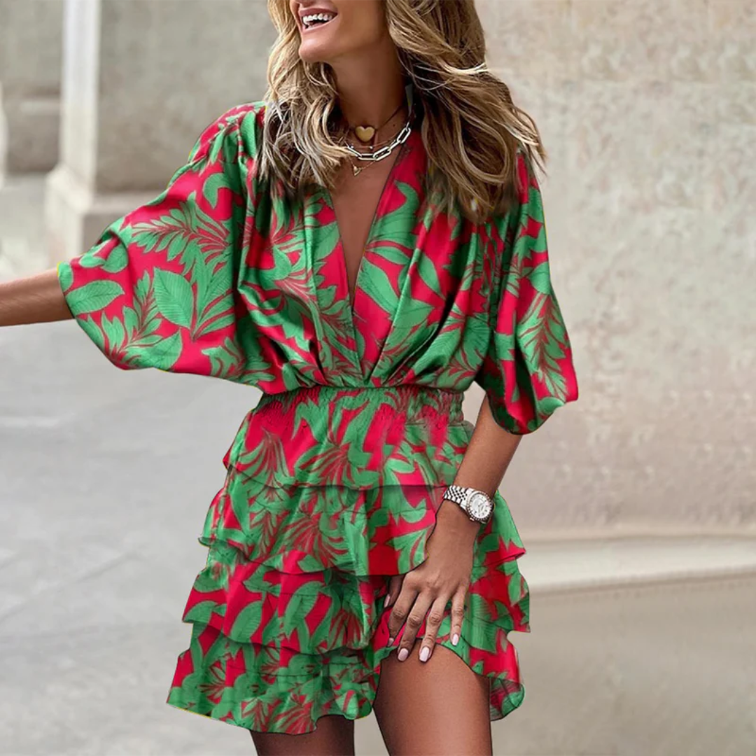 Robe bohème légère femme – Coupe fluide à manches amples et motifs colorés