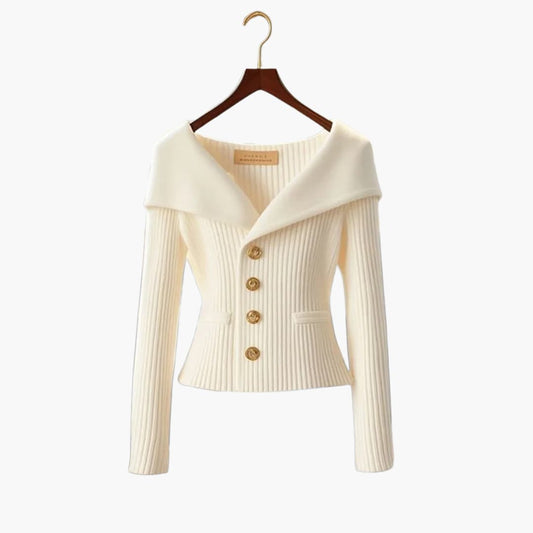 Gilet Côtelé Court Élégant pour Femme – Tricot Boutonné Confortable