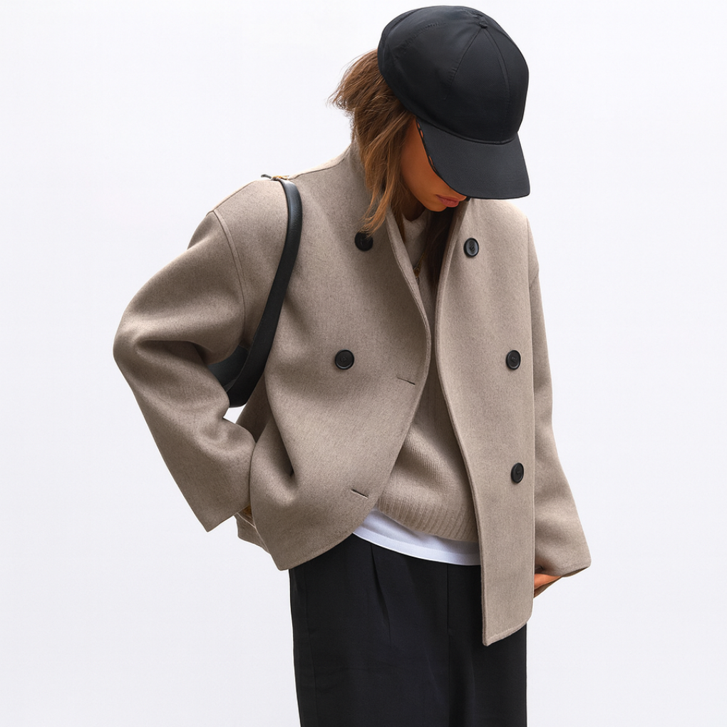 Veste Courte Classique pour Femme – Manteau Oversize Croisé à Boutonnage Double