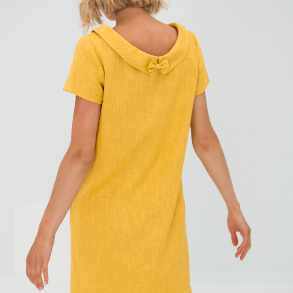Robe douce en lin femme avec poches – Robe d’été fluide et décontractée