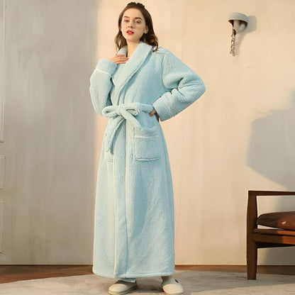 Peignoir de Confort Sherpa Unisexe – Robe de Chambre Douce en Molleton Chaud avec Ceinture et Poches, Vêtement d’Hiver Douillet pour Hommes et Femmes