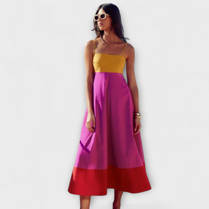 Robe femme a bretelles color block - Legere et estivale