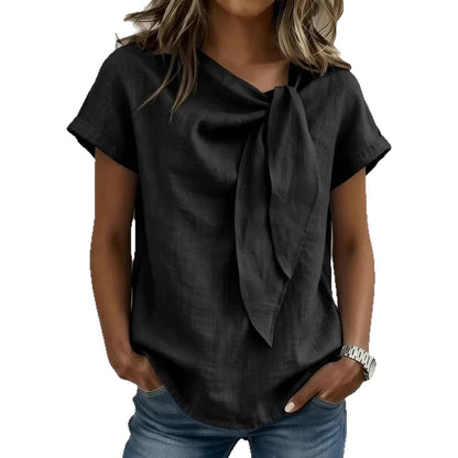 Camiseta de mujer de manga corta mezcla de algodón - Ligera y casual