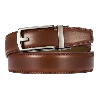 Leather ratchet belt for men with snap fastener – Casual and formal adjustable style