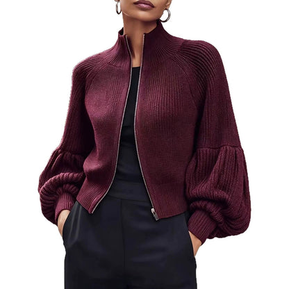 Women's fuzzy lantern-sleeve sweater - Soft and textured
