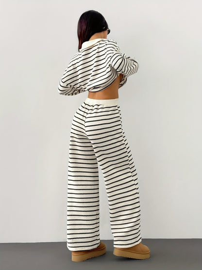Ensemble Loungewear Femme Deux Pièces Rayé – Style Décontracté Moderne