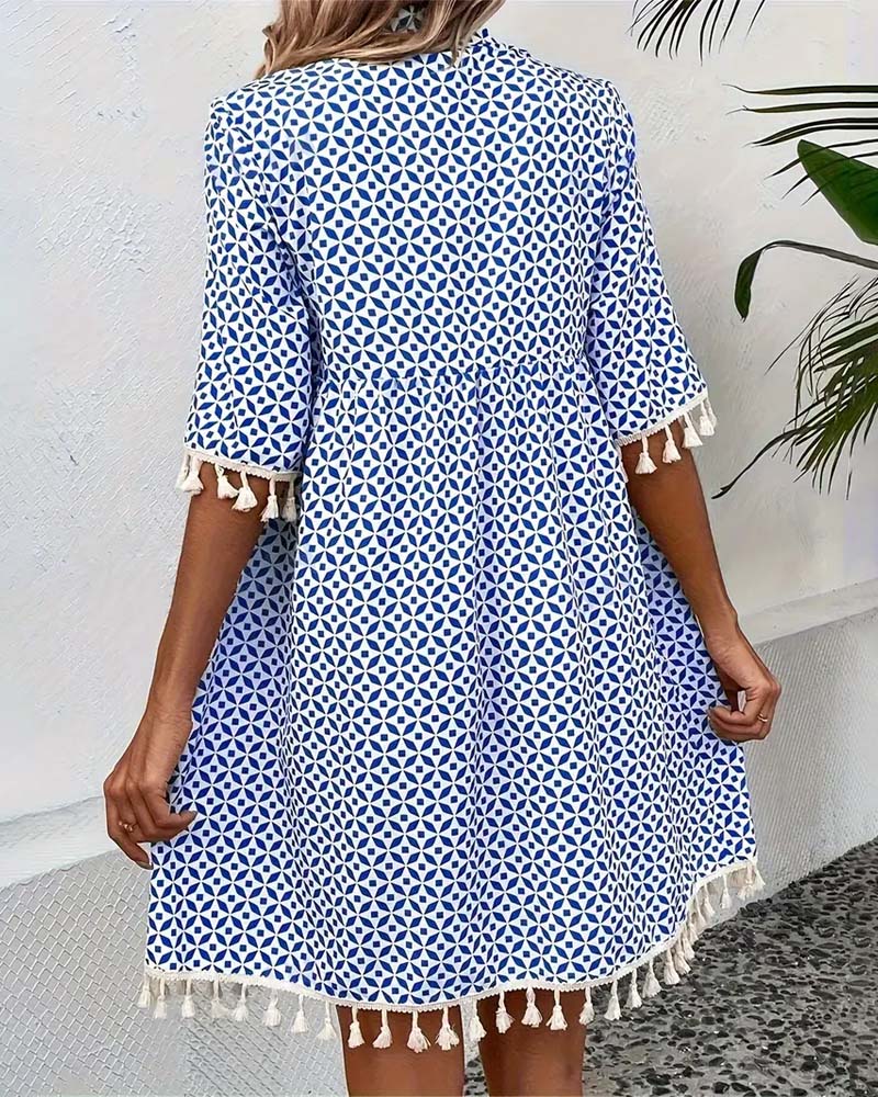 Robe ample imprimée pour l’été – Style décontracté avec détails bohèmes